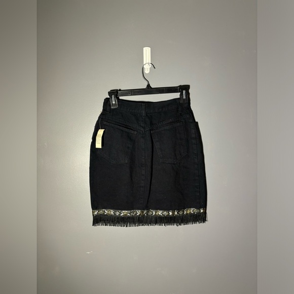 Dead-Stock Vintage Maximum Energy Denim Fringe Mini Skirt Size 26 - Picture 2 of 6